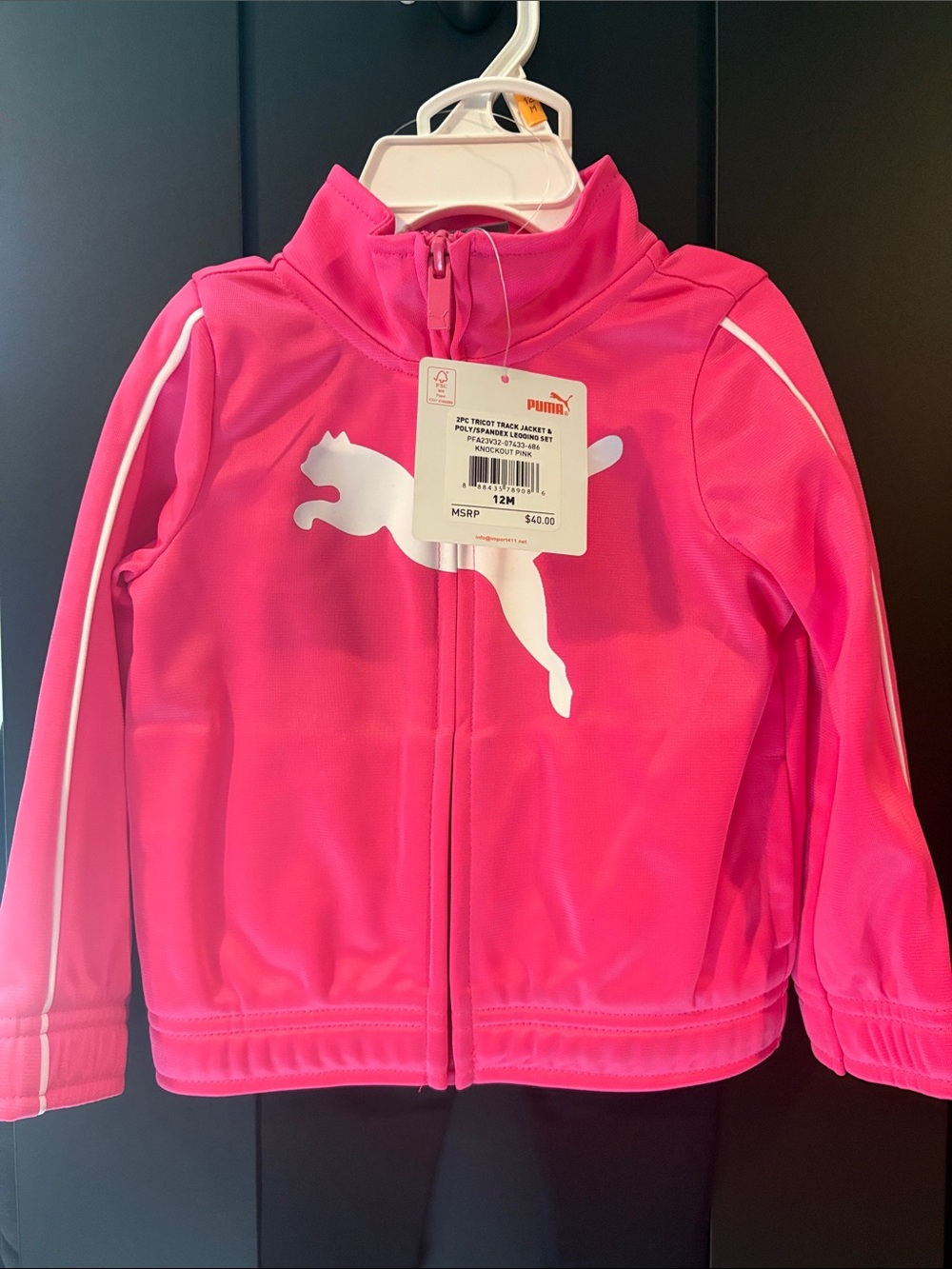 Puma Kids Knockout Pink Two-Piece Track Jacket & Leggings Set